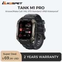 2022 new smartwatch men kospet tank m1 pro rugged outdoor sport fitness tracker dial call speaker 5atm waterproof smart watch