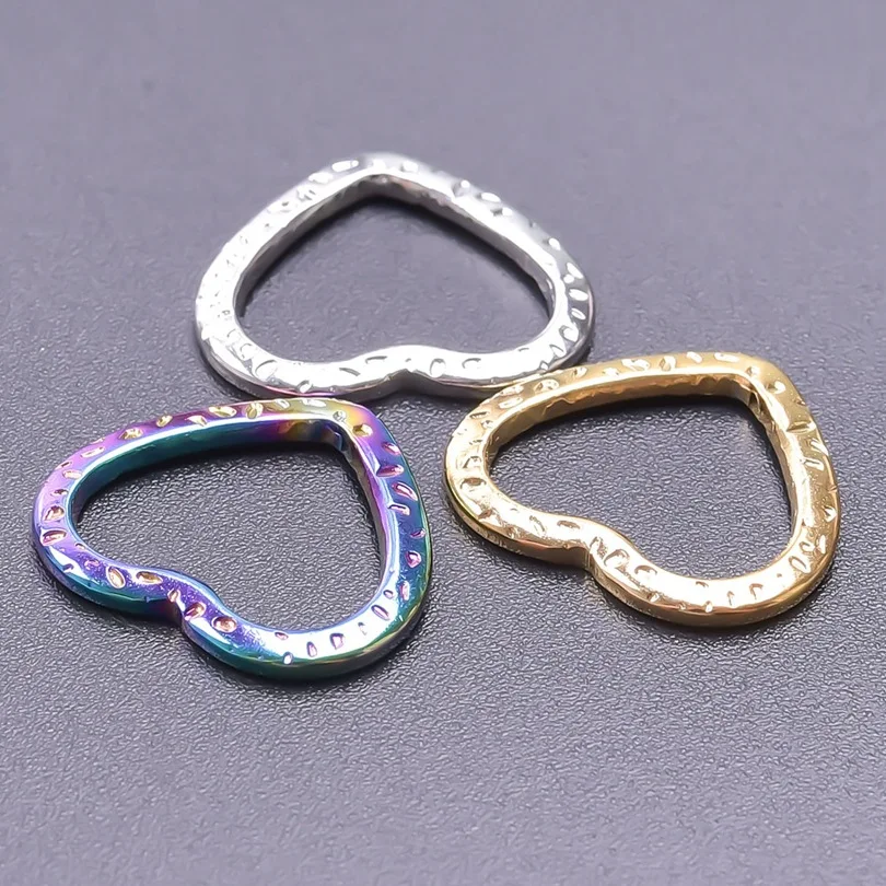 5 шт. DIY 316L Нержавеющая сталь 16x18 мм узор в горошек любовь цвет золото подвески для