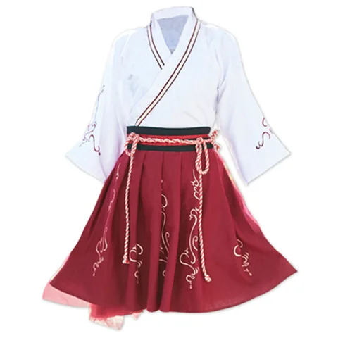 

Женское традиционное китайское танцевальное платье Hanfu с вышивкой, женское платье с градиентом, белое и красное для женщин