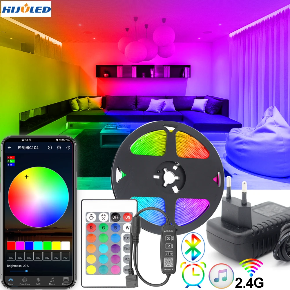 

2835 5050 12v Bluetooth Led Strips Lights for Room Rgb Led Strip Lights Outdoor Waterproof IP20/65 Home Decoration Led Lighting