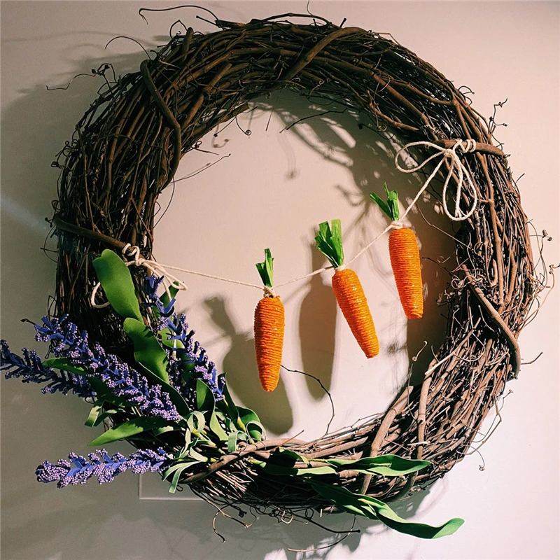 

Easter Carrot Wreath For Front Door With Flowers And Eggs Gnome Easter Decoration Diy Floral Wreaths Garlands