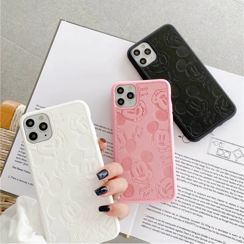 

Skinned cute Mickey for phone case Apple iPhone 14 13 12 11 Pro Max mini XS XR X 8 7 6S 6Pink silicone soft cover