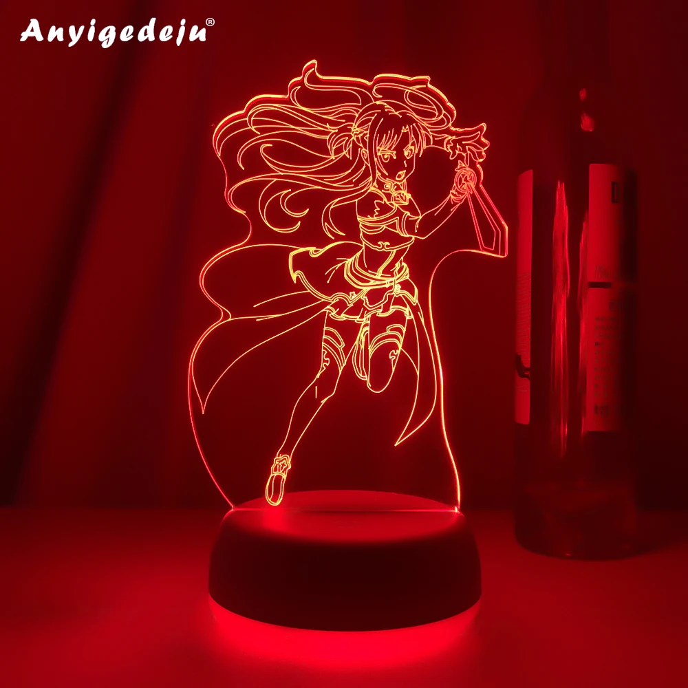 

Led Night Light Anime Sword Art Online Asuna for Kids Bedroom Decoration Nightlight Child Birthday Gift Room Decor 3d Lamp Manga