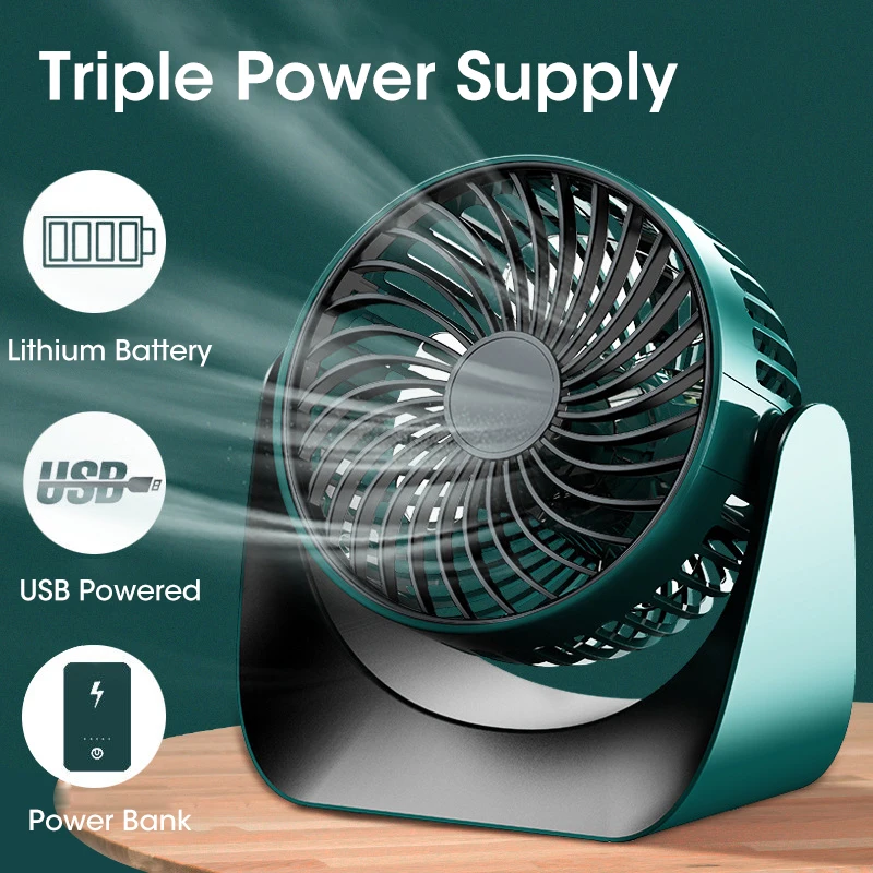 

Portable Fan USB Rechargeable Fans For Home Offic Outdoor Car Dormitory Mini Cooling Mute Table Fan 360° 3-Speed Wind Adjustment
