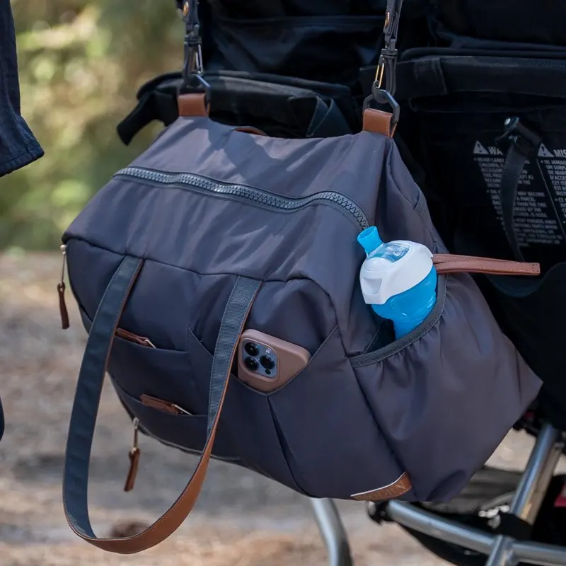 Oliver Let’s Go Tote Diaper Bag with Changing Pad and Stroller Straps, Gray