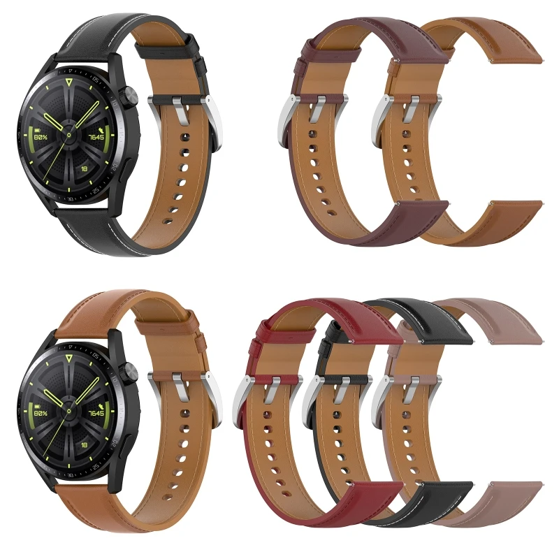 

Ремешок из ПУ кожи для наручных часов, сменный водонепроницаемый браслет для смарт-часов, Ширина 22 мм, с защитой от пота