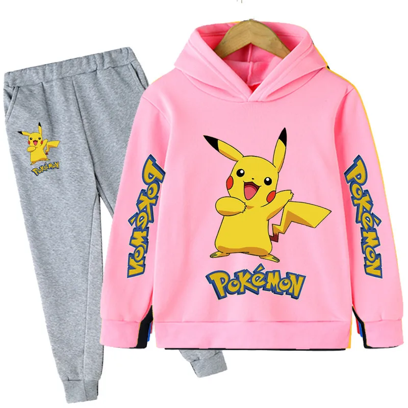 

Pokemon Spring Autumn Baby Boy Pokémon Suit Cartoon hoodies + Trousers 2Pcs Pokemon Kids Clothes Set 4 5 6 7 8 9 10 11-14 Years