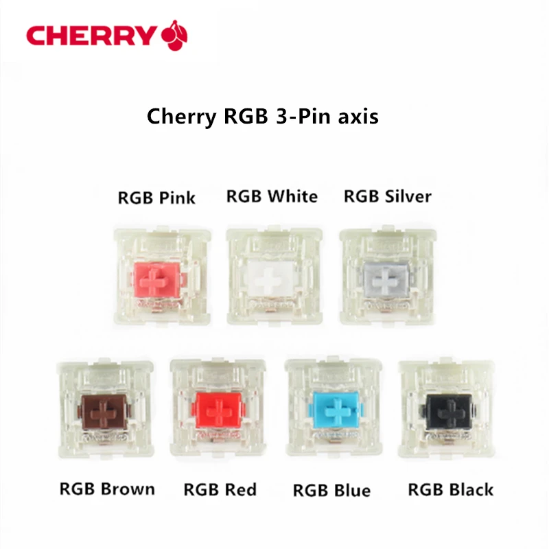 2Pcs New Cherry MX Mechanical Keyboard Switch Silver Red Black Blue Brown Pink Axis Shaft Switch 3-pin Cherry Clear RGB Switch
