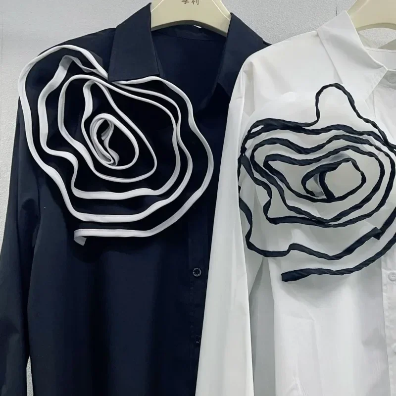 Блузка с отложным воротником женские цветные рубашки длинным рукавом нишевой