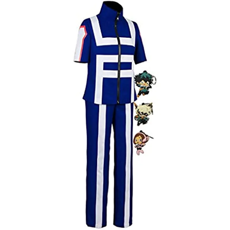 Anime Mha Bnha Cosplay Costume Uniform Outfit with 3 Keychains Halloween