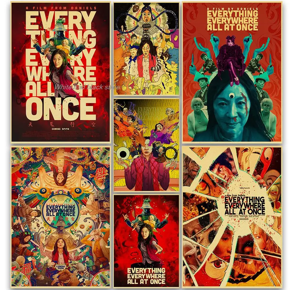 

Vintage Everything Everywhere All At Once Poster Kraft Paper Prints Creative Art Picture Bar Poster Cafe Aesthetic Anime Decor