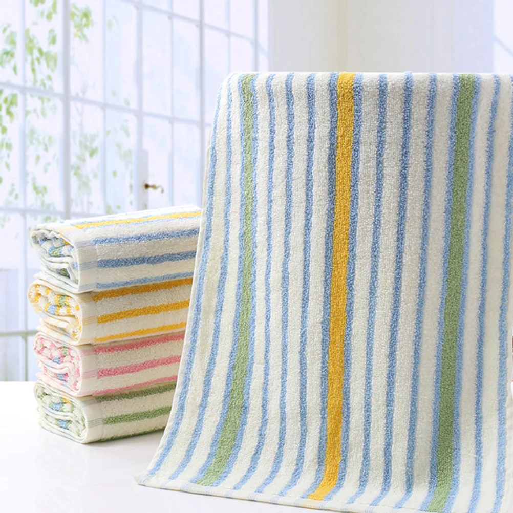 

4pcs/ set Cotton Washcloths Colorful Striped Bath Towels Absorbent Towels for Kitchen and Bathroom, Yellow,, Blue and Green
