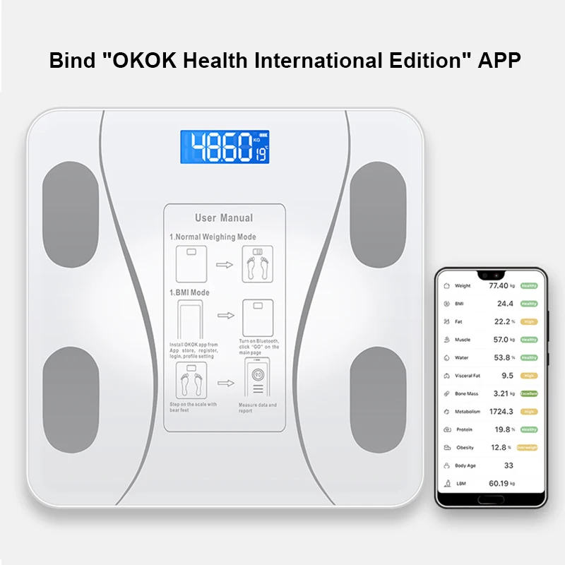 Bluetooth-весы Умные Электронные напольные весы с цифровым дисплеем |