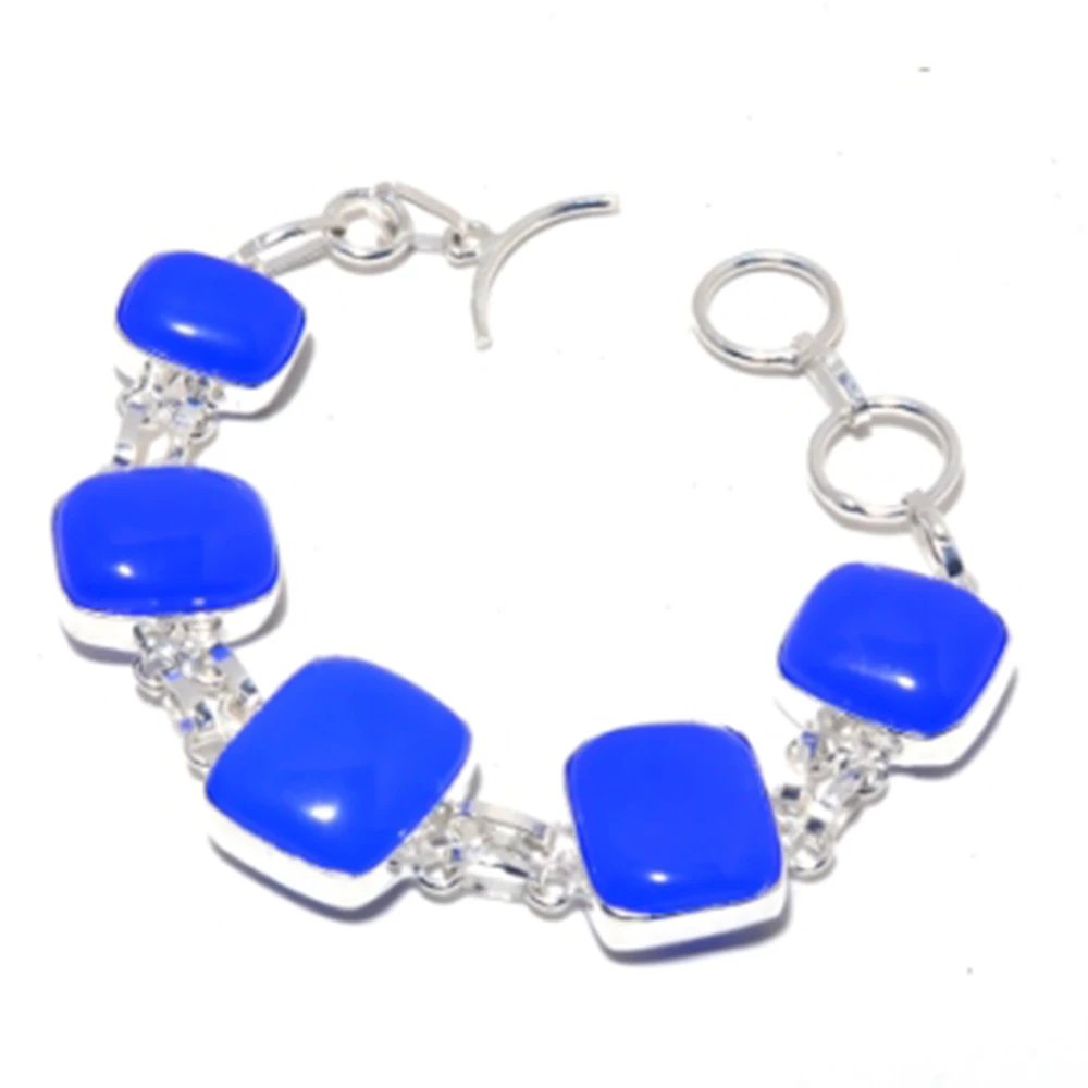 

Blue Chalcedony Bracelet Silvers Overlay over Copper, 20.2 cm , B3768