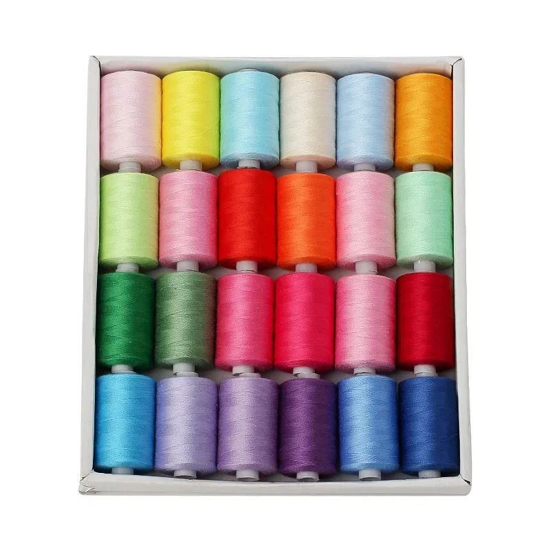 

24Colors/Set 1000 Yards Each Spool 40S/2 100% Polyester Thread For Sewing Machine, Sewing Quilting Embroidery Thread Hand Stitch