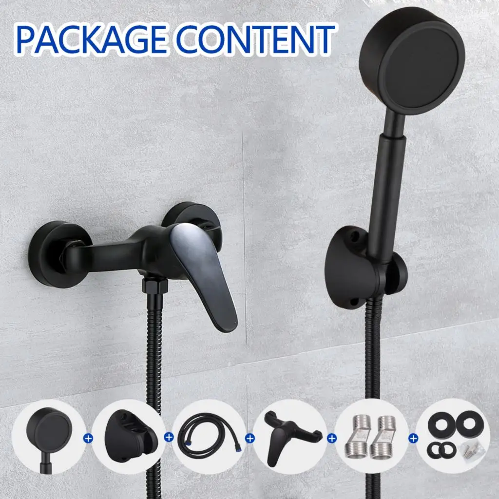 

Bathroom Shower Set Chrome Luxury Matte Black Shower Faucet Wall Mounted Shower Rainfall with High Pressure Shower Head