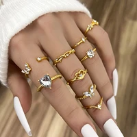 aprilwell vintage crystal butterfly rings for women gold color cute aesthetic kpop anillos y2k fashion jewelry gifts accessories
