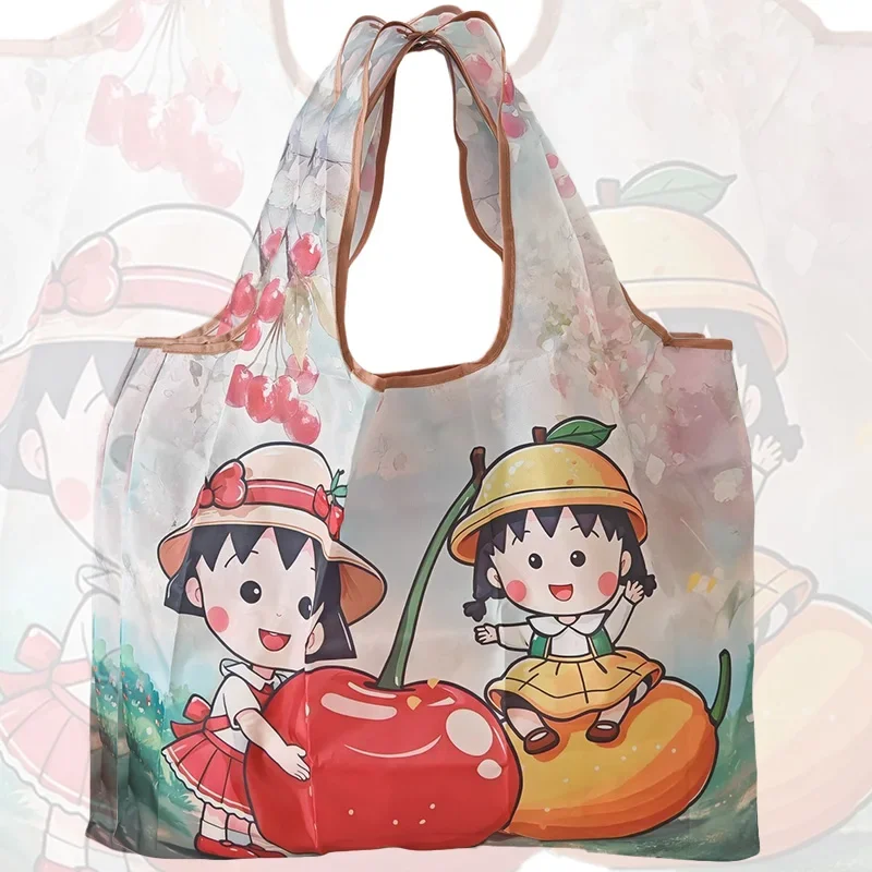 Фото Сумка для покупок Chibi Maruko Chan с милым мультяшным принтом, складная, портативная, вместительная, на плечо, для покупок, для хранения продуктов, подарок №5