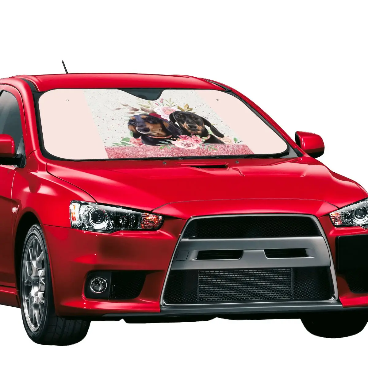 

Love Dachshund Windshield Sunshade Dog Lover Foldable Car Front Window Visor 76x140cm Sunshade Visor UV Protector