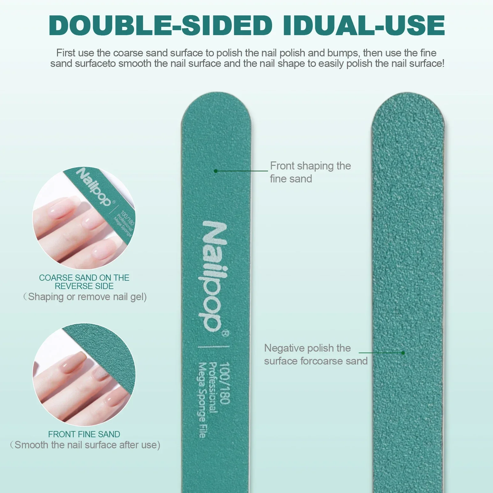 Nailpop 10 Шт. Набор Профессиональных Пилочек Для Ногтей Зернистость 100/180 Грубый