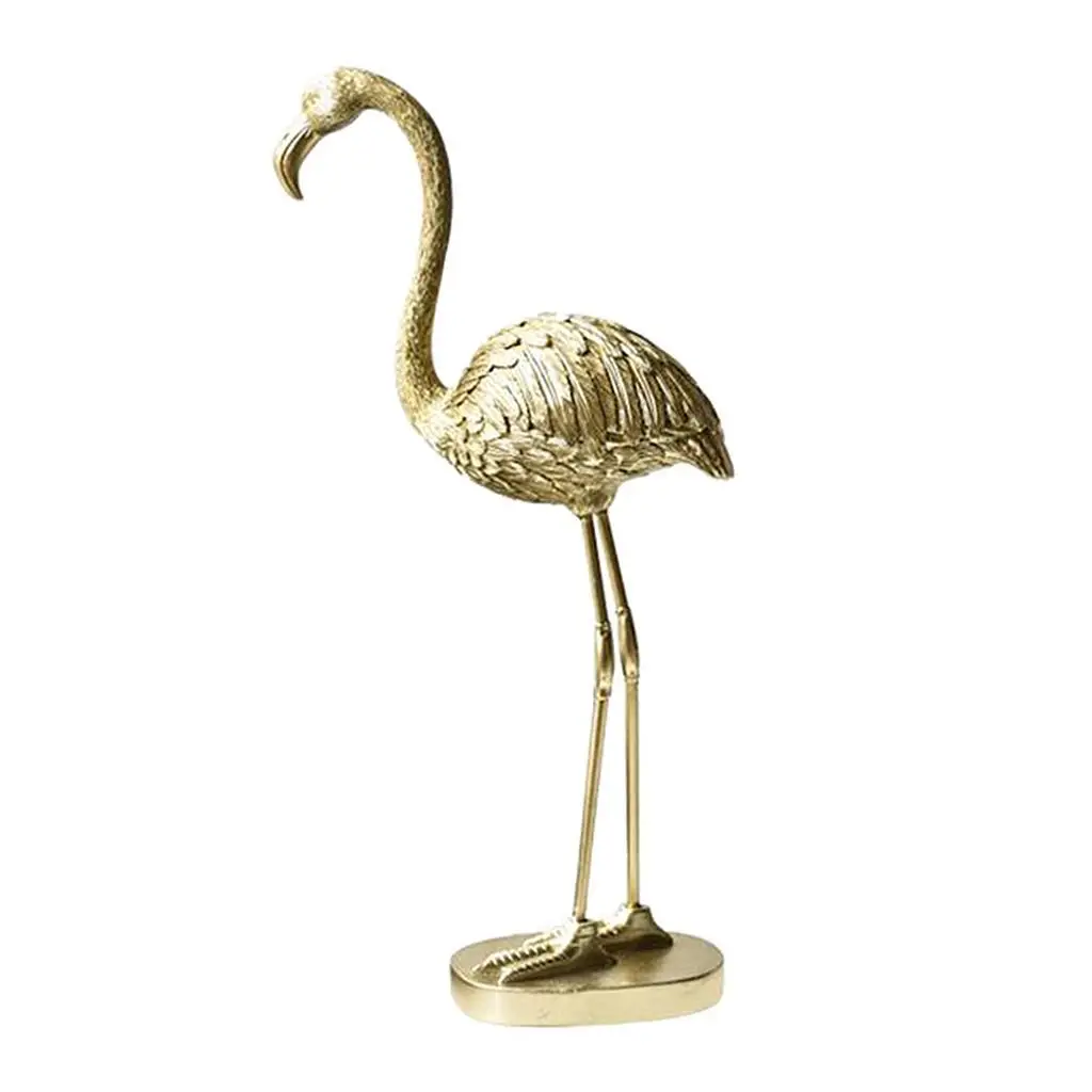 

Gold Flamingo Figurine Statue Resin Animal Sculpture Artwork Home Decor A