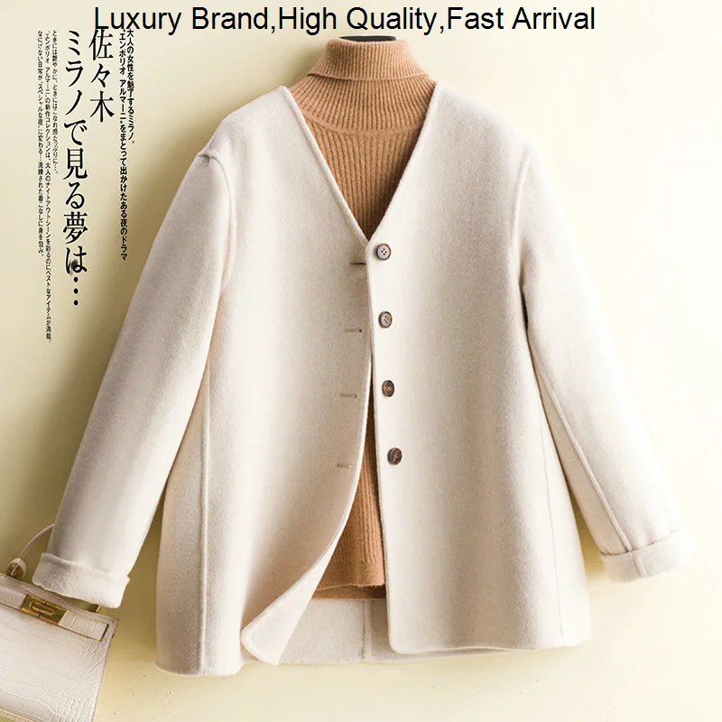 

Женская зимняя куртка из мериноса 100%, осеннее пальто, женские шерстяные пальто, корейский модный кардиган, 2023