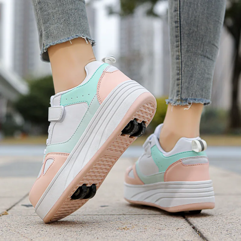 Модная обувь для мальчиков и девочек студентов с невидимыми пуговицами летающая