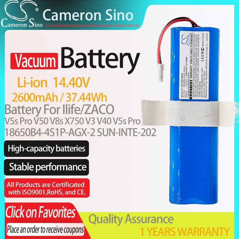 Аккумулятор CS для Ilife V3s V5s Pro V50 V8s X750 ZACO V3 V40 V5s Pro V5x Ariete 00P271310AR0, подходит для 18650B4-4S1P-AGX-2 SUN-INTE-202