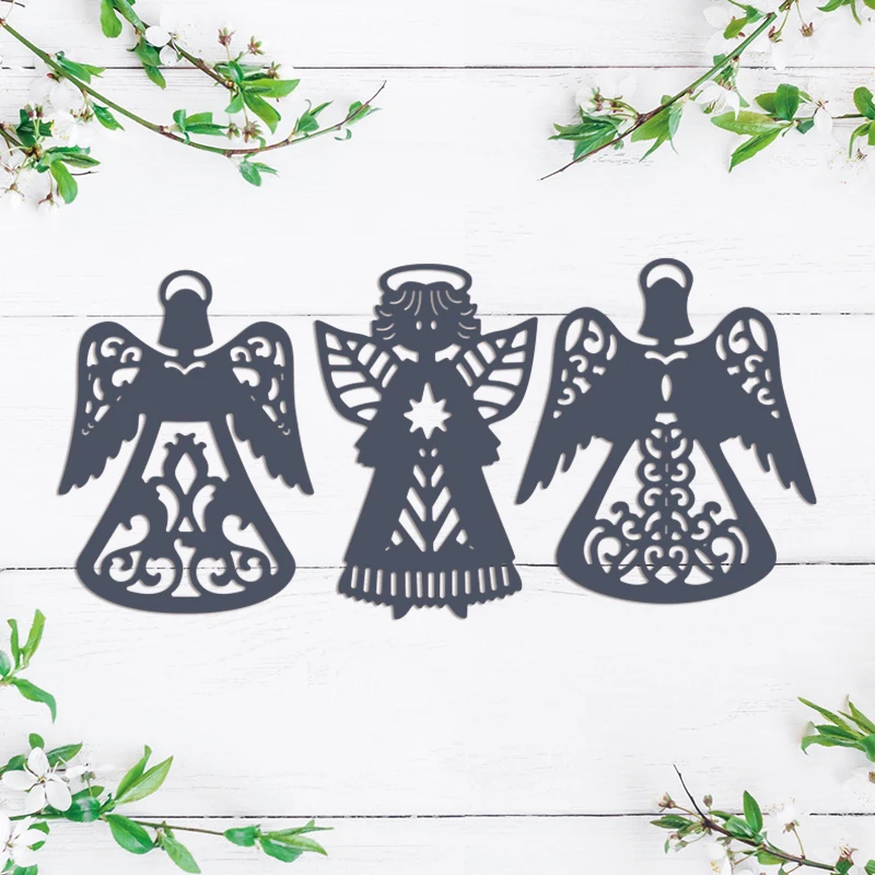 3 шт. металлические Вырубные штампы Ангел с крыльями для сделай сам скрапбукинга