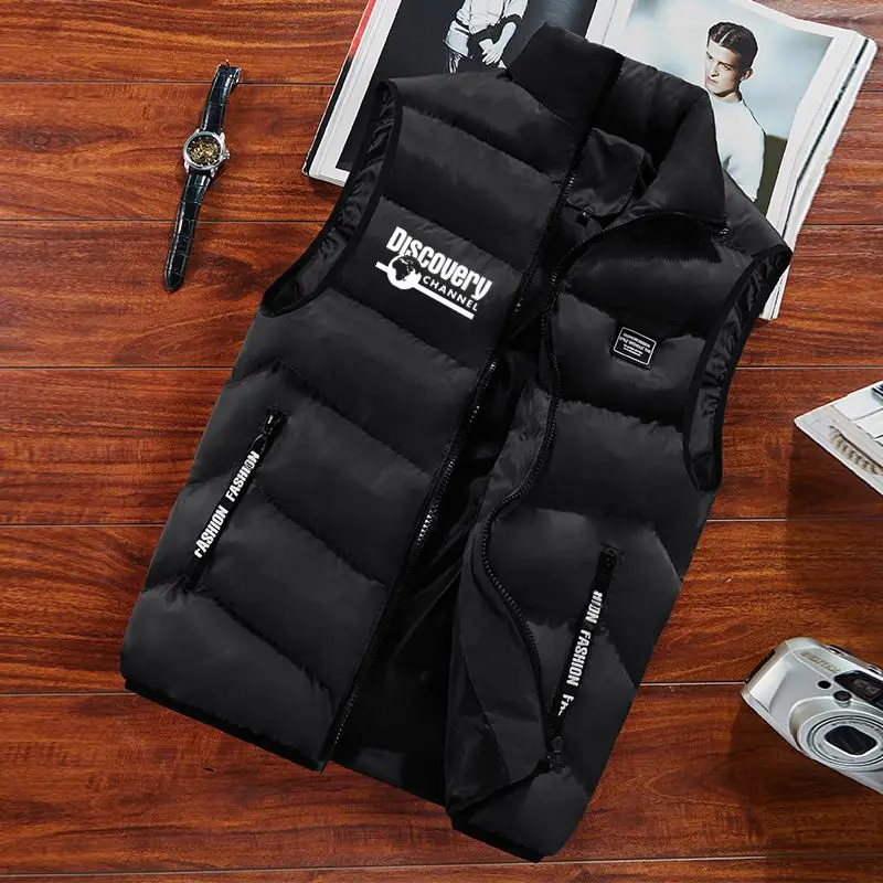 Discovery Winter Fashion Korean Style Jacket Vest Sleeveless Men's Plus Size Warm Soft Coat Windbreaker