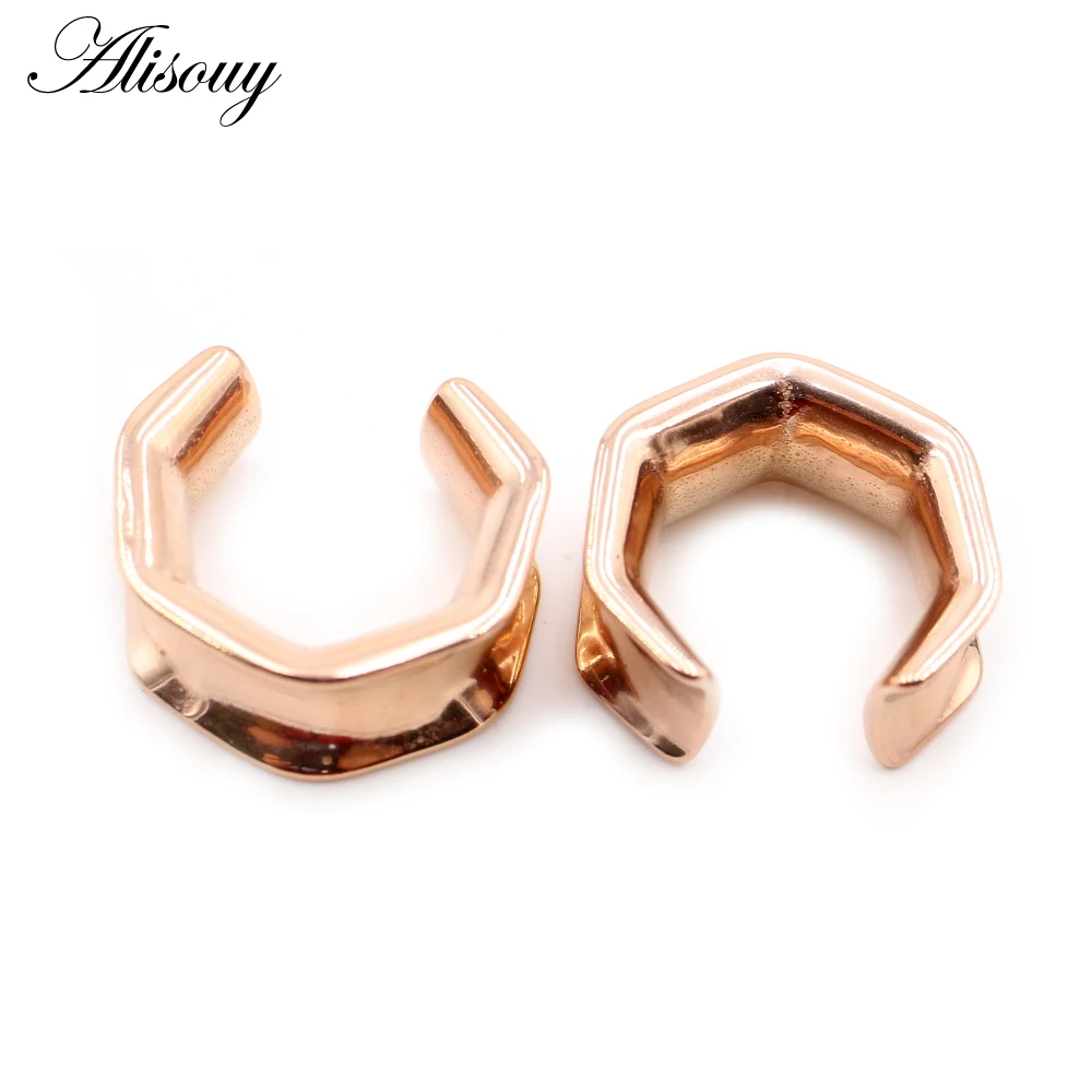 Alisouy 1pc 6-25mm Stainless Steel Hexagon Saddle Ear Tunnels Plugs Expanders Stretchers Gauges Earrings Piercing Body Jewelry - купить по