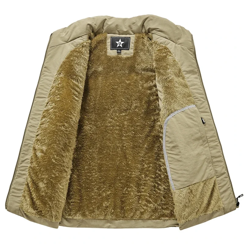 Флисовая мужская куртка без рукавов Свободный жилет в стиле милитари с