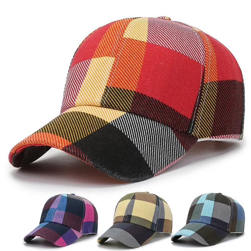 

Plaid Canvas Baseball Cap for Female Summer Simple Outdoor Sunshade Sports Hat for Casual Fashion Cap for Male Sombrero Hombre