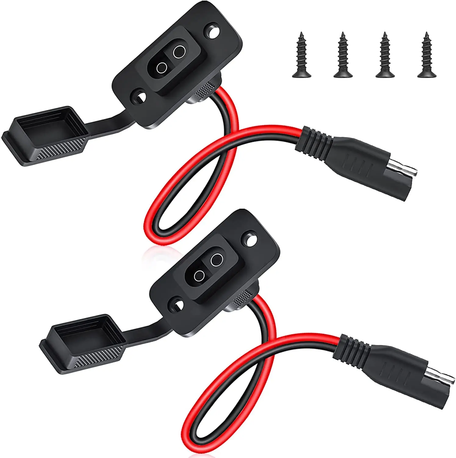2 Pieces SAE Connector SAE Power Socket Side Wall Port Weatherproof SAE Quick Connect Solar Panel Flush Mount Plug Socket 12AWG