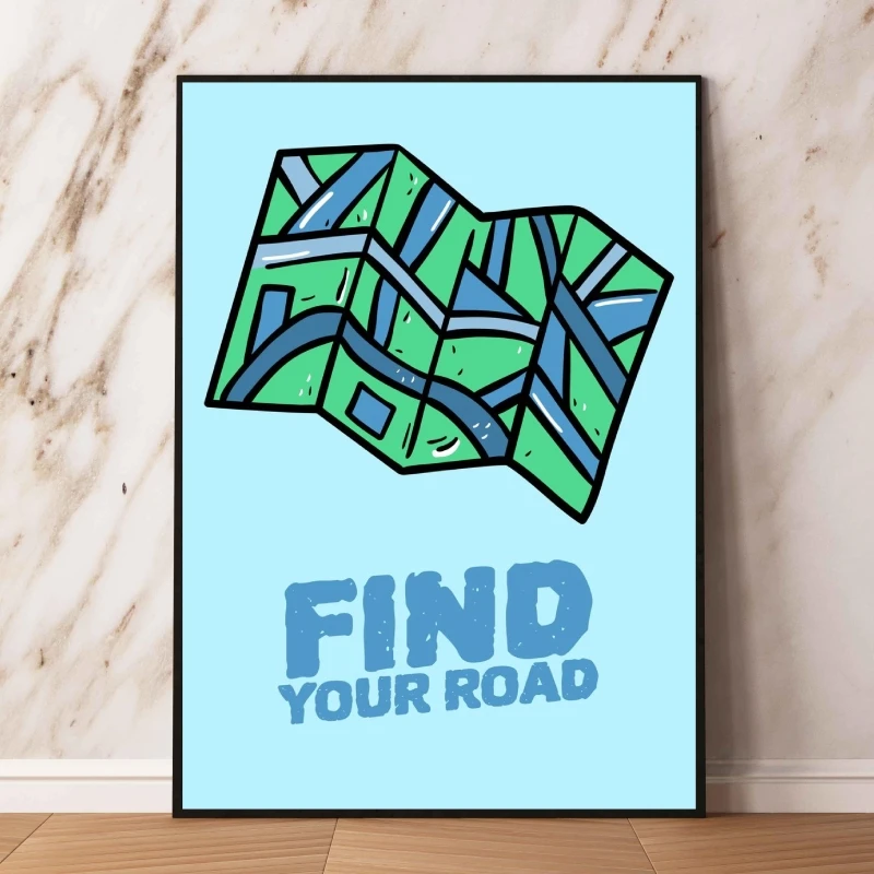 Картина на холсте с надписью «Find your Road Map», современный модульный декоративный постер для детской спальни Картина на холсте с надписью «Find your Road Map», современный модульный декоративный постер для детской спальни