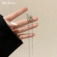 mihan women jewelry 1 pc flower earrings 2022 new trend silver color chain dangle earrings for girl lady gifts wholesale