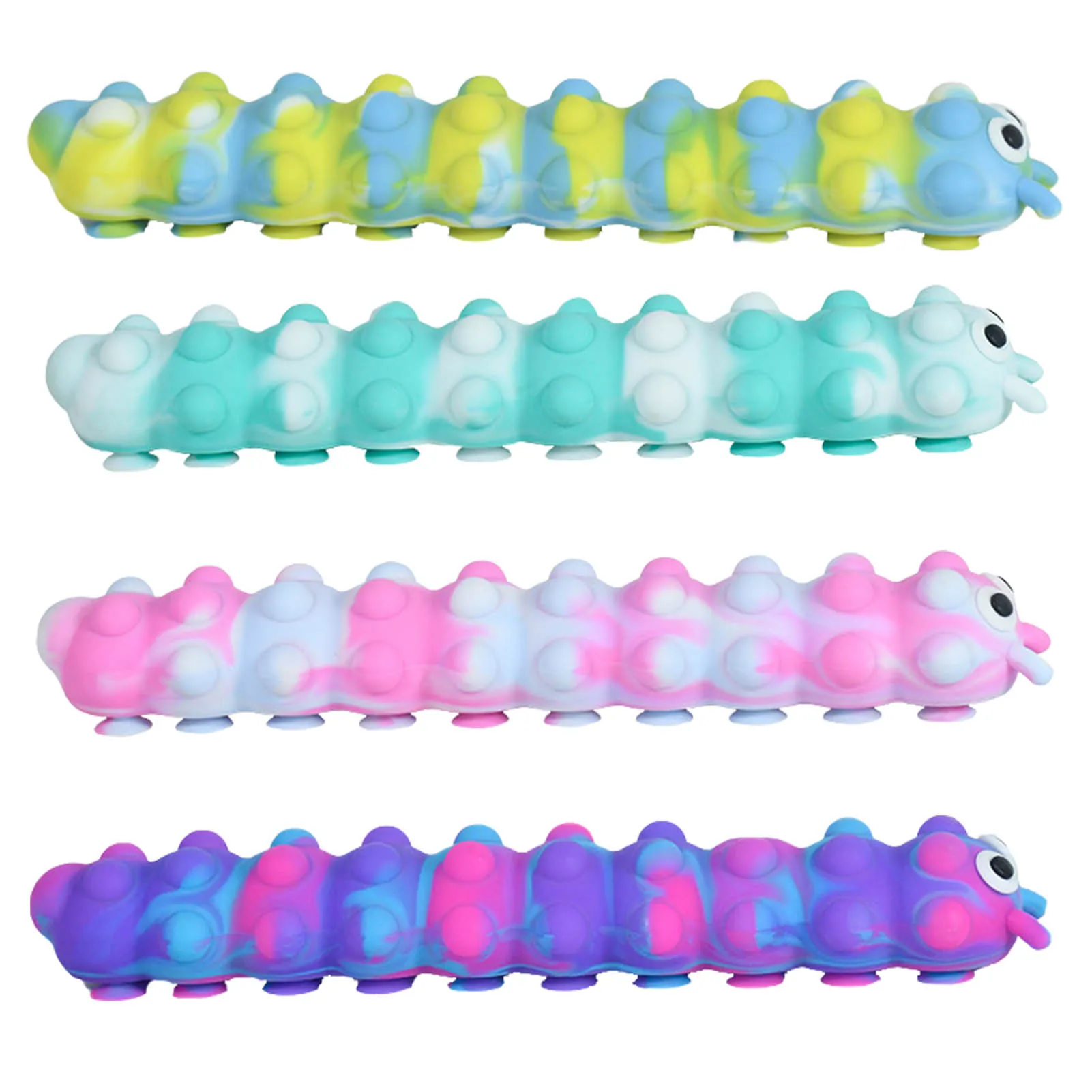 Suction Cup Caterpillar Shape Pat Silicone Sheet Squidopop Fidgets Toy Children Stress Relief Squeeze Toy Antistress Soft Squish