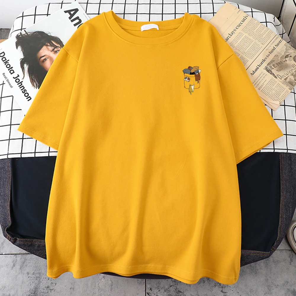 

Футболка мужская оверсайз с милым принтом животных, однотонная хлопковая одежда в стиле Харадзюку