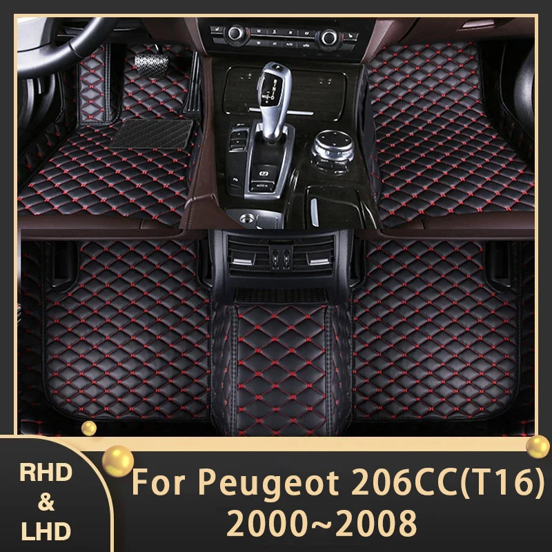 

Автомобильные коврики для Peugeot 206CC 206 CC T16 2000 ~ 2008 под заказ, автомобильные накладки на ножки, кожаный ковер, аксессуары для интерьера 2005 2006 2007