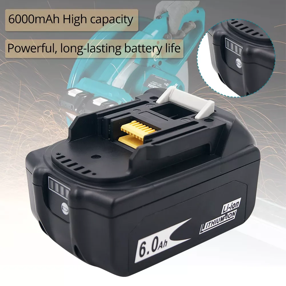

Литиевая аккумуляторная батарея BL1860 18 в 6000 мАч для Makita 18 в аккумулятор BL1840 BL1850 BL1830 BL1860B LXT 400 194204-5
