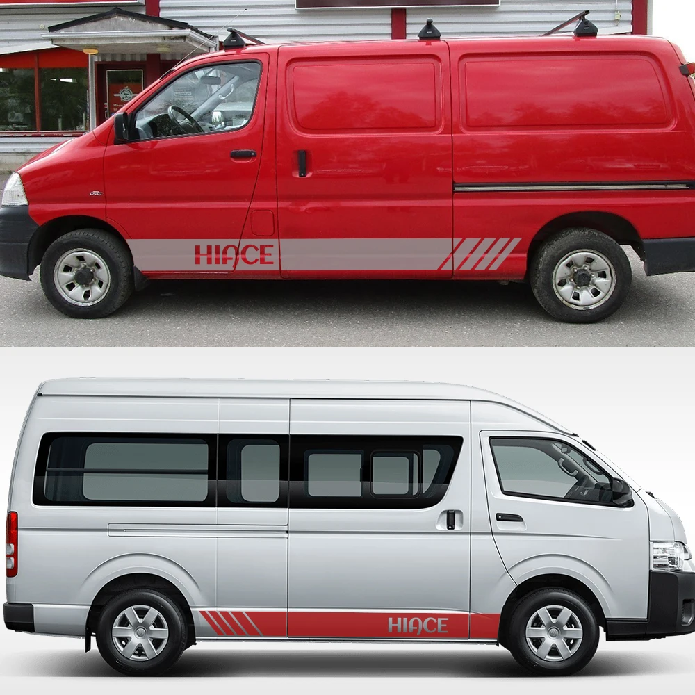 

2pcs For Toyota Hiace Car Stickers Door Side Skirt Decal Bus Sport Stripes Decoration Vinyl Film Tuning Auto Body Accessories