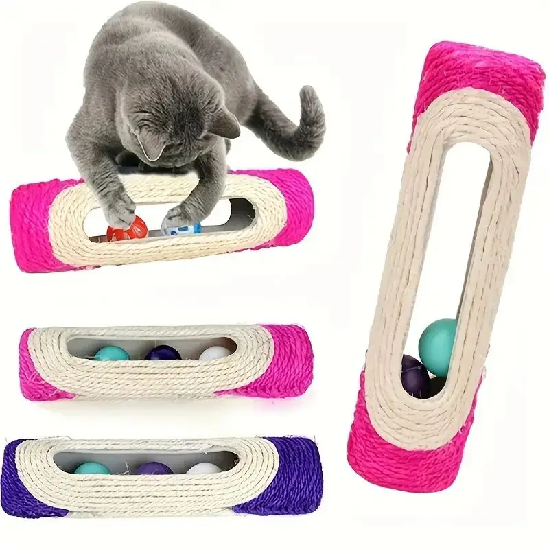 

Cat Toys Scratcher Rolling Tunnel Sisal Ball Trapped With 3 Ball Toys for Cat Interactive Training Scratching Toys Cat Scratche