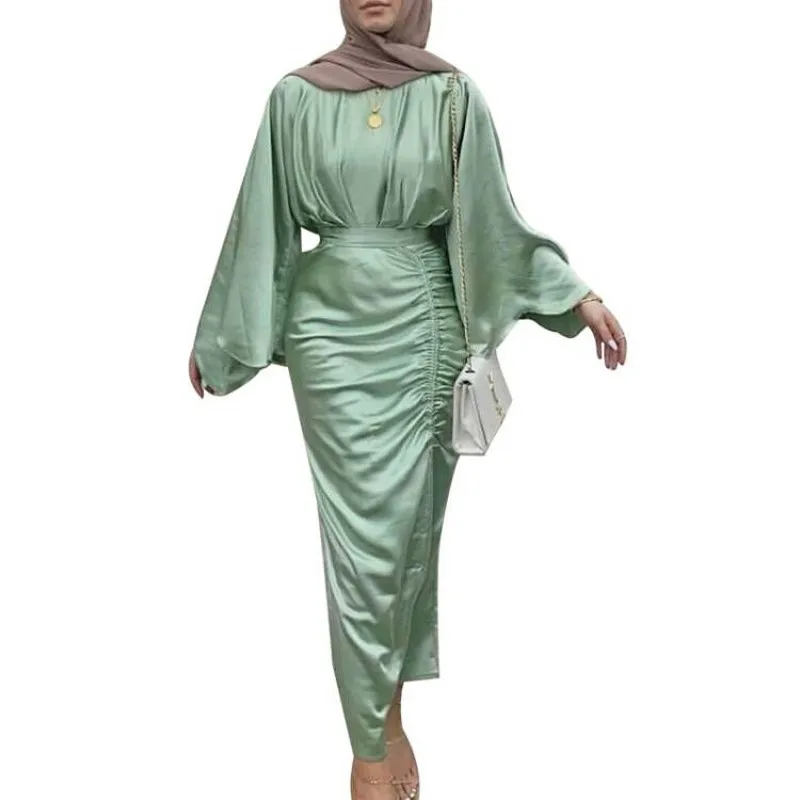 Женское платье макси Abayas, длинное платье в арабском стиле, с драпировкой, модное однотонное кимоно, 2022