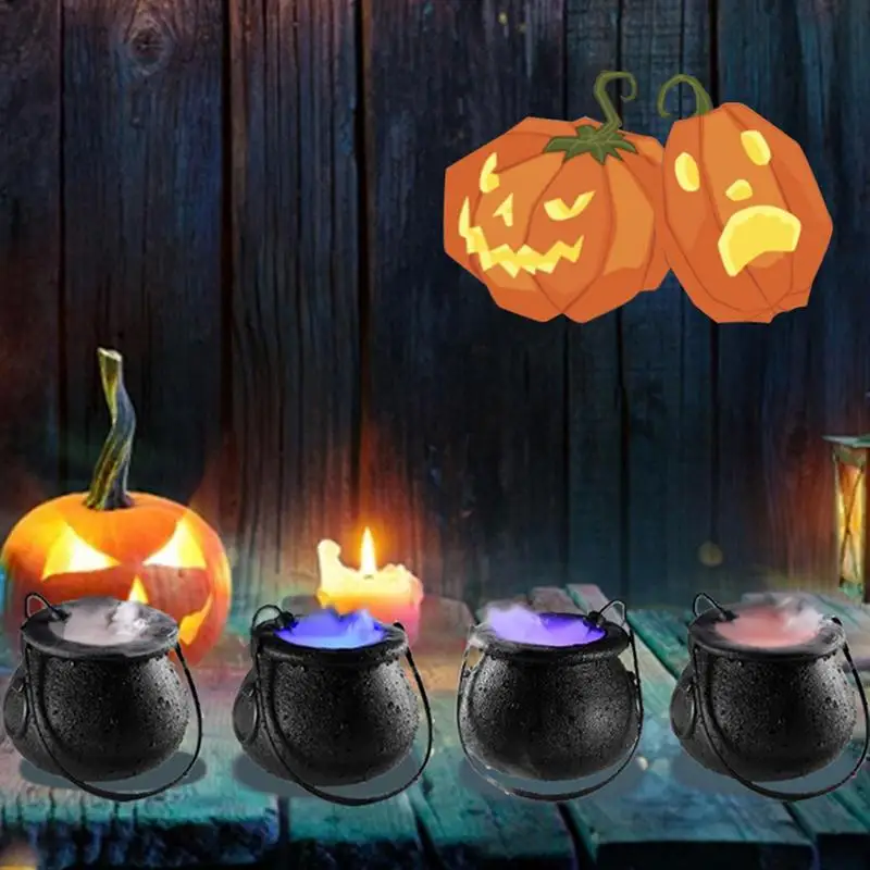 

Cauldron Halloween Decor Colorful Changing Light Halloween Mist Pot Witch Cauldron Fog Maker Water Fountain Pond Fog Machine
