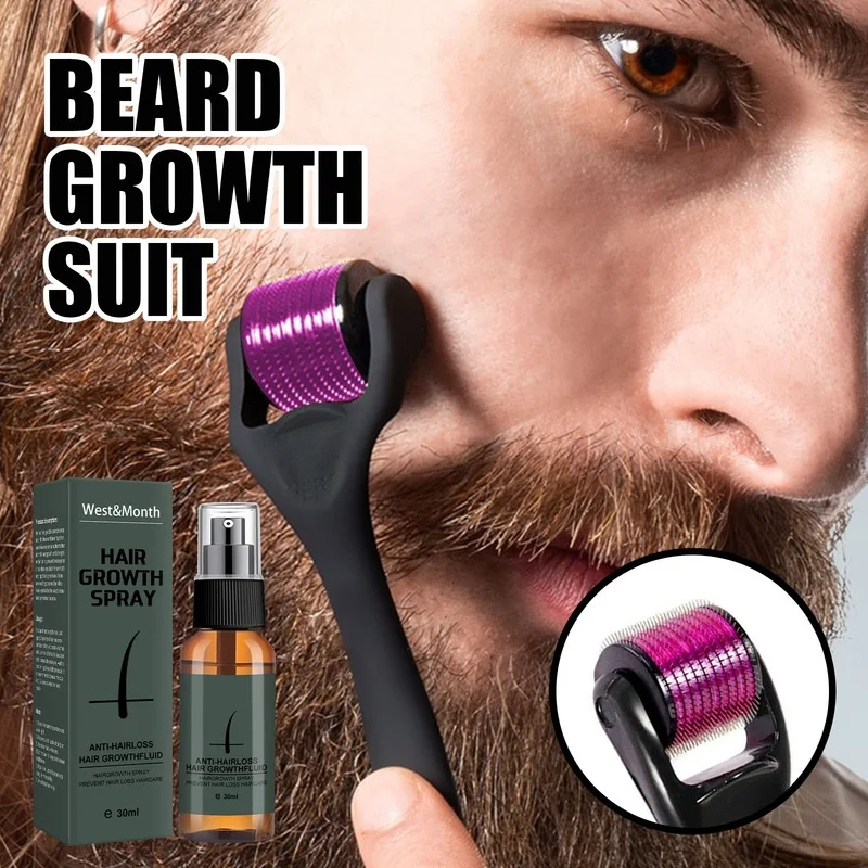 

30ml+ Micro Needle RollerBeard Growth Spray Set Nourishing Moisturizing Spray Beard Care Boost Thickening Fluid Beard Growth
