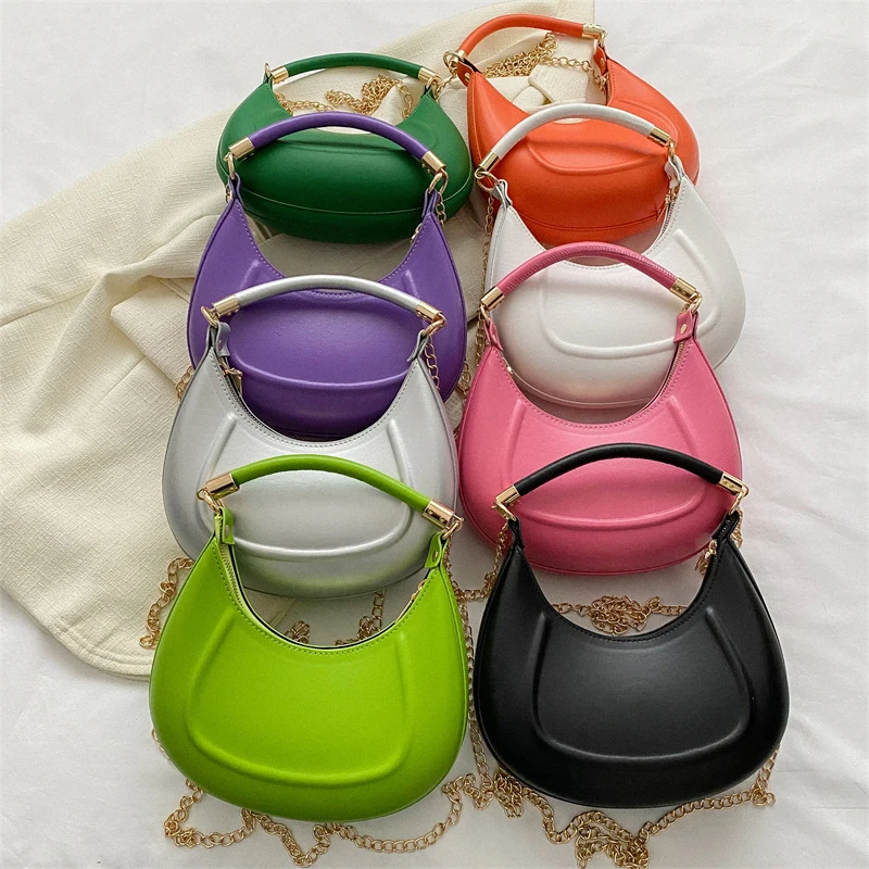 Korean Luxurious Bags Women's Fashion Handbags Retro Solid Color PU Leather Shoulder Underarm Bag Casual Women Hobos Handbags