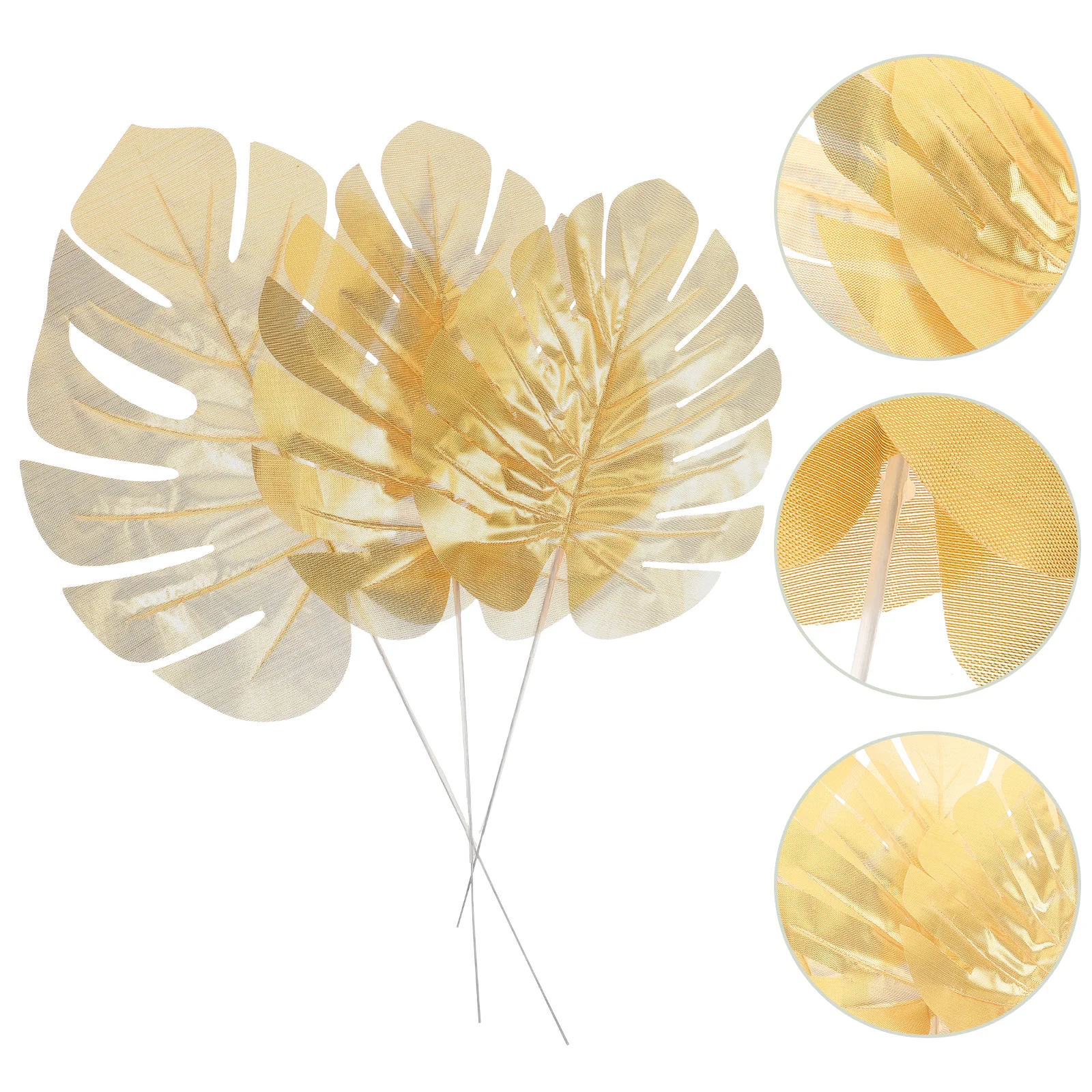 

Искусственные листья растений 12 шт., украшения в виде золотых листьев джунглей с стеблями, искусственные зеркальные летние листья, веточки
