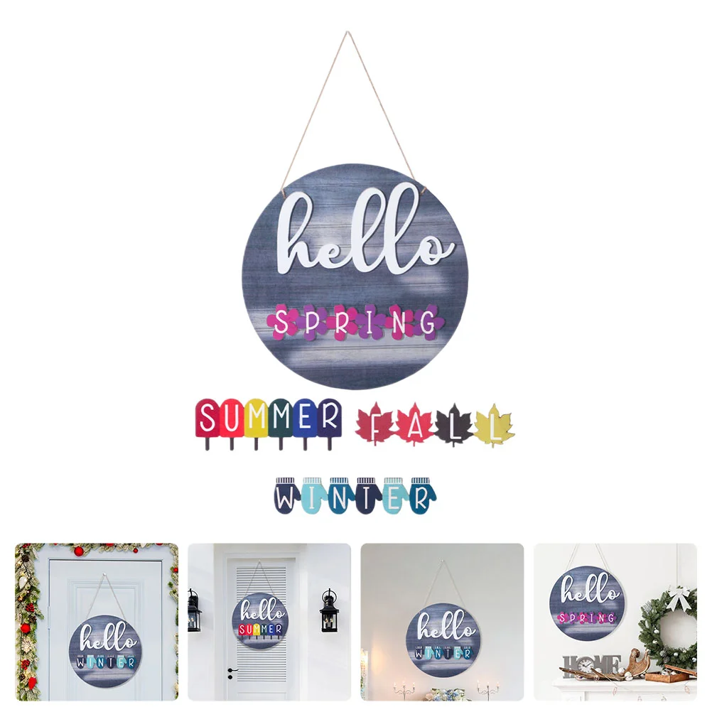 

1 Set Outdoor Hanging Sign Wooden Board Hanging Ornament Door for All Seasons