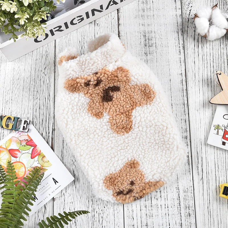 

Новейшая Теплая Флисовая одежда для собак на осень и зиму, товары для домашних животных, плюшевый медведь, печатные маски, дизайнерское паль...