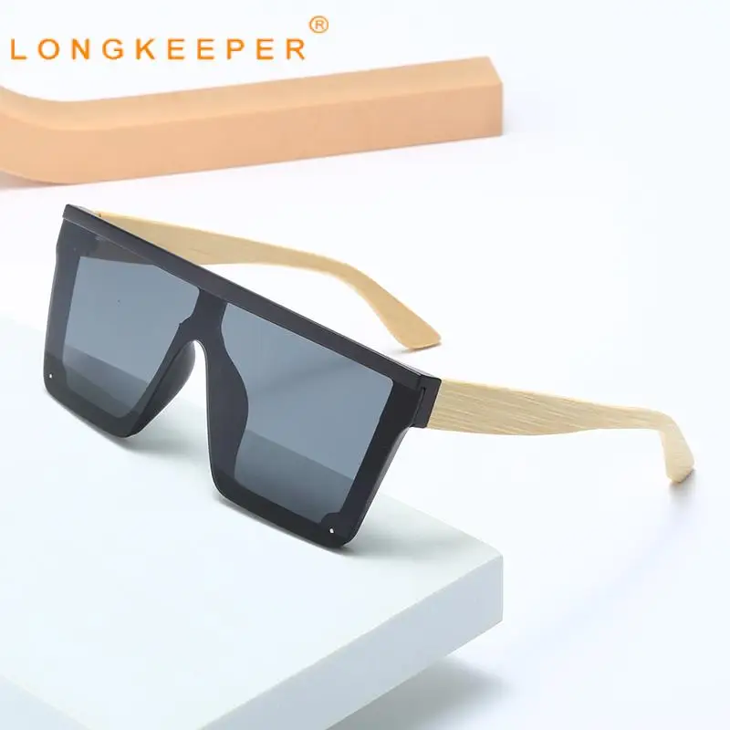 

Солнцезащитные очки Long Keeper Uv400 Мужские и женские, аксессуар от солнца в винтажном стиле, из бамбука, модные дизайнерские квадратные Розовые Очки, 2023